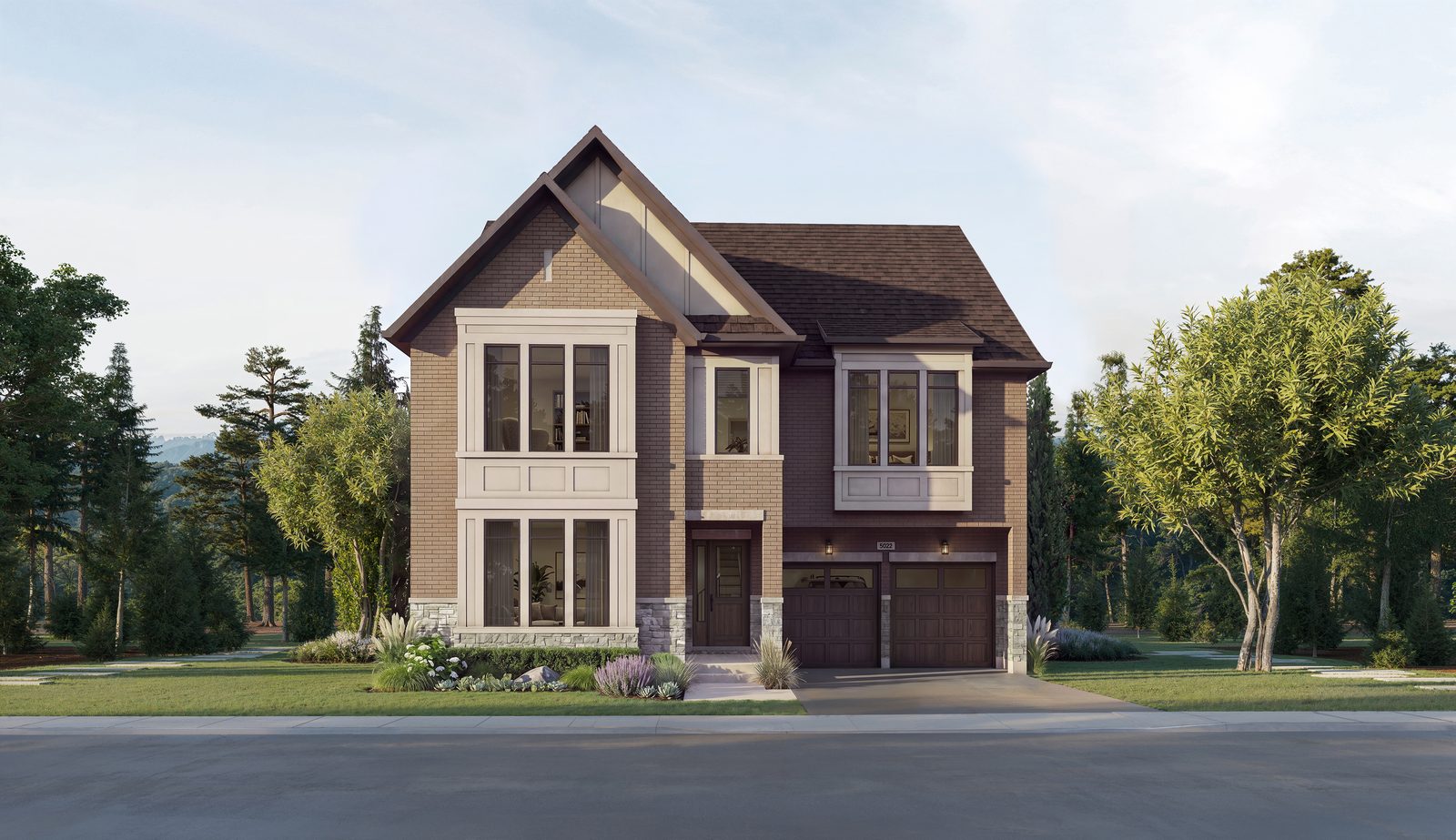 Five Oaks Oakville double-car garage single detached home rendering